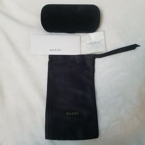 Gucci Black Suede Sunglass and Eyewear Case with Duster, Cloth and Card